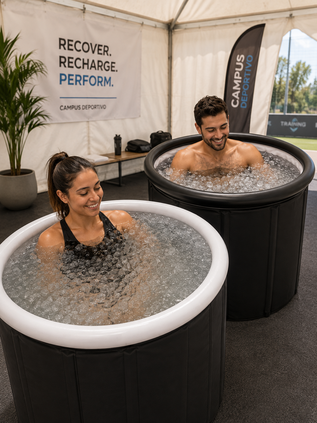 Baño de hielo y crioterapia de cuerpo entero para recuperación deportiva